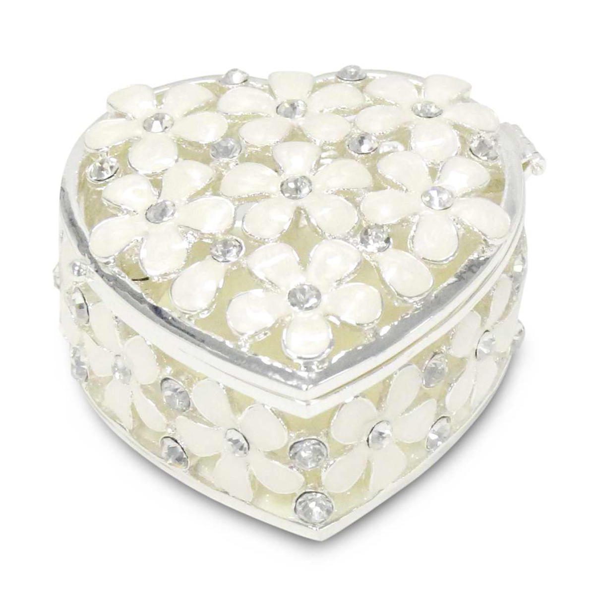 Heart jewellery box w/flower